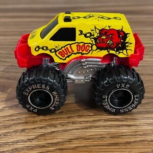 Yellow Bull Dog Monster Truck Toy Express Wheels 4x4 Diecast